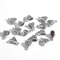 Bulk set of vintage silver triangle pendant bails with engraved Celtic patterns for DIY jewelry - Celtic Pattern Bail Pendant (003) / 20 Pieces/Pack (11x16mm, Hole Approx 5mm)