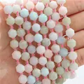 Facettierte hexagonale Natursteinperlen in Morganit-Farben für DIY-Schmuck - Morganit