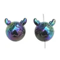Cuentas de acrílico en forma de estrella con cuernos en acabado metálico arcoíris - Estilo de Estrella y Cuerno de Dragón / 18x18mm Agujero aprox. 2mm (2 piezas/paquete) / Negro