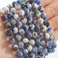 Facettierte Sodalith-Natursteinperlen mit blau-weißer Textur für DIY-Armbänder - Natürlicher Sodalith