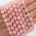 Facettierte Rosenquarz Sechskant-Prismaperlen für DIY Armbänder auf rosa Elastikband - Natürlicher Rosenquarz