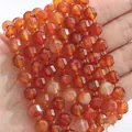 Facettierte rote Achatperlenkette mit natürlichem orangefarbenem Farbverlauf für DIY - Natürlicher Roter Achat