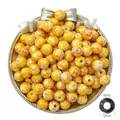 Perla in acrilico 12mm effetto marmo giallo rosa con foro grande da 6mm per bijoux - Rotondo (12mm) / Giallo