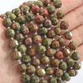 Facettierte Natursteinperlen aus Unakit in Rot und Grün für DIY-Schmuck - Natürliches Blütengrün