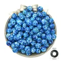 Blue splash texture acrylic bead 12mm with 6mm large hole for DIY jewelry making - Round Beads / 12mm Diameter (6mm Hole / 22g Pack) / Dark Blue