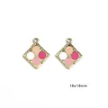 Pair of 18x18mm rhombus alloy charms with multicolor enamel finish for DIY jewelry - Eyeshadow Palette Style / 4 Pieces (18x18mm) / Gold