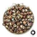 12mm marbled acrylic beads with 6mm large hole for DIY jewelry making in dark brown and blue - Round Beads / 12mm Diameter (6mm Hole / 22g Pack) / Dark Coffee