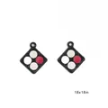 DIY diamond-shaped enamel charms for earrings and necklaces, 18x18mm black alloy frame - Eyeshadow Palette Style / 4 Pieces (18x18mm) / Black