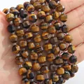Facettierte gelbe Tigerauge-Steinperlen für DIY-Schmuck mit goldbrauner Textur und Spacer - Natürliches Tigerauge