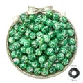 Green marble pattern 12mm acrylic floral beads with 6mm large hole for DIY jewelry - Round Beads / 12mm Diameter (6mm Hole / 22g Pack) / Dark Green
