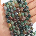 Facettierte natürliche Indien-Moosachat-Perlen in bunten Strängen für DIY-Schmuck - Natürlicher indischer Achat