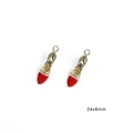 Ciondoli a forma di tacchi alti in lega dorata e smalto rosso per bijoux, 24x6mm - Forma di Scarpa con Tacco / 4 Pezzi (24x6mm) / Oro