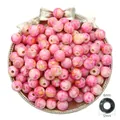 Pink marble-patterned acrylic beads with 12mm diameter for DIY jewelry making - Round Beads / 12mm Diameter (6mm Hole / 22g Pack) / Pink