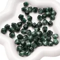 Perle ottagonali in resina da 10mm verde scuro cangiante con effetto occhio di gatto - 10mm (Apertura circa 1,5mm) - 10 Pezzi/Confezione / Verde