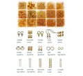 Kit de joyería DIY de 15 rejillas con ganchos, cierres y cadenas doradas en caja - Dorado