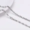 Strukturierte ovale Edelstahlgliederkette in Silber für DIY-Schmuck und Halsketten - Lippen- und 8-Struktur-Prägestil / 1 Meter/Packung