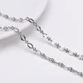 Silberne Edelstahlkette mit ovalen Gliedern und zylindrischen Verschlüssen für DIY-Schmuck - Lippen- und 8-Struktur-Polierstil / 1 Meter/Packung