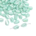 Perle in vetro ritorto 6x9mm verde menta con finitura iridescente e fori centrali - Confezione da 10 / verde chiaro