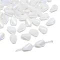 Perle in vetro ritorto bianco opale 6x9mm con finitura iridescente per gioielli fai da te - Confezione da 10 / Bianco