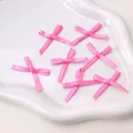 Pink mini handmade polyester ribbon bows for DIY crafts and hair accessories - Rose Pink