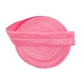 Roll of bright pink elastic ribbon with high elasticity and fine woven texture - Width 15mm 5 Yards/Roll / Pink