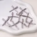Mini grey polyester satin bows for DIY hair accessories and craft projects - Gray