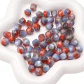 Perline ottagonali in resina da 10mm con sfumatura di marmo cangiante rosso e blu - 10mm (Apertura circa 1,5mm) - 10 Pezzi/Confezione / Blu-Grigio-Rosso