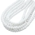 8mm milky white glass round beads for DIY handmade jewelry crafting and decoration - 8mm Diameter 6mm Thickness 1mm Hole 39cm/Strand / Porcelain White