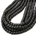 Polished black glass barrel beads 8mm with glossy finish for DIY jewelry making - 8mm Diameter 6mm Thickness 1mm Hole 39cm/Strand / Black