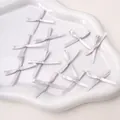 Silver grey mini polyester satin ribbon bows for DIY hair accessories and crafts - Light Gray