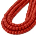 Strand of glossy deep red 8mm glass barrel beads for DIY jewelry making - 8mm Diameter 6mm Thickness 1mm Hole 39cm/Strand / Red