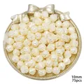Set of 75pcs cream white 10mm acrylic faux pearl rose flower beads for DIY jewelry - 10mm (30g/Pack) / Pearl Cream