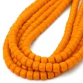 Vibrant orange 8mm barrel glass beads with glossy finish for DIY jewelry making - 8mm Diameter 6mm Thickness 1mm Hole 39cm/Strand / Porcelain Yellow