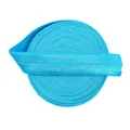 Roll of bright blue elastic ribbon with woven texture for DIY crafts and sewing - 15mm Width, 5 Yards/Roll / Lake Blue