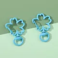 Light blue flower-shaped metal lobster clasps for DIY jewelry and keychains - Blue