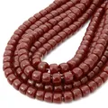 Polished dark red cylindrical glass beads 8mm for DIY jewelry making and decoration - 8mm Diameter 6mm Thickness 1mm Hole 39cm/Strand / Burgundy