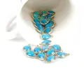 Water drop blue opal charm with gold plated edge for DIY jewelry making earrings - 2 Pcs/Set / Light Blue