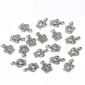 Kronen-Anhänger aus Legierung für DIY-Schmuck in Antik-Silber-Optik mit oberer Öse - Vintage hohler Kronenanhänger (23558)
