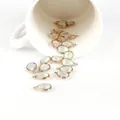 Waterdrop iridescent cloud pendants with gold plated copper edges for DIY earring making - 2 Pcs/Set / White
