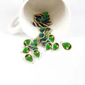 Pendentifs gouttes d'eau dorés et résine opale pour fabrication de bijoux DIY - 2 Pièces/Ensemble / Vert foncé