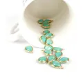 Pendentif opale goutte verte avec bordure en cuivre doré pour bijoux artisanaux - 2 Pièces/Ensemble / Vert clair