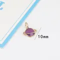 Starry sky purple planet charm with 925 silver ring and 10mm golden enamel drop pendant - 10 Pieces Pack / Purple