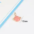 Pink planet charm in gold metal alloy for DIY jewelry making 10mm size variant - 10 Pieces Pack / Pink