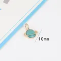 Starry sky planet charm in blue enamel with 10mm gold orbital frame and glitter effect - 10 Pieces Pack / Green