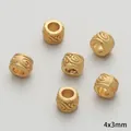 Golden 4x3mm barrel spacer beads with vintage spiral patterns for DIY jewelry - Vintage Spiral Pattern Cylinder (FGT546-1)
