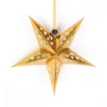 Holografische goldene 3D Papierstern-Laterne mit Mond- und Stern-Ausschnitten - 30cm / Gold