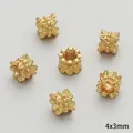 Golden flower barrel bead 4x3mm spacer for DIY jewelry bracelets and necklaces - 3D Flower Crown Spacer (FGT546-2)
