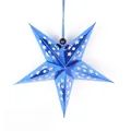 Blauer metallischer 3D-Laser-Stern mit Mond- und Stern-Lochmustern für Weihnachten - 30cm / Blau