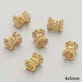 6 pieces of 4x5mm gold-colored butterfly shape hollow spacers for DIY jewelry - Hollow Bowknot Spacer (FGT546-3)