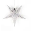 3D holografischer Laserstern-Anhänger mit Mond-Ausschnitten und Silberschnur - 30cm / Silber